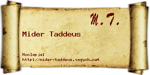 Mider Taddeus névjegykártya